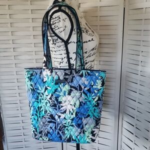 Vera Bradley Floral Quilted Tote Bag - Blue and Black